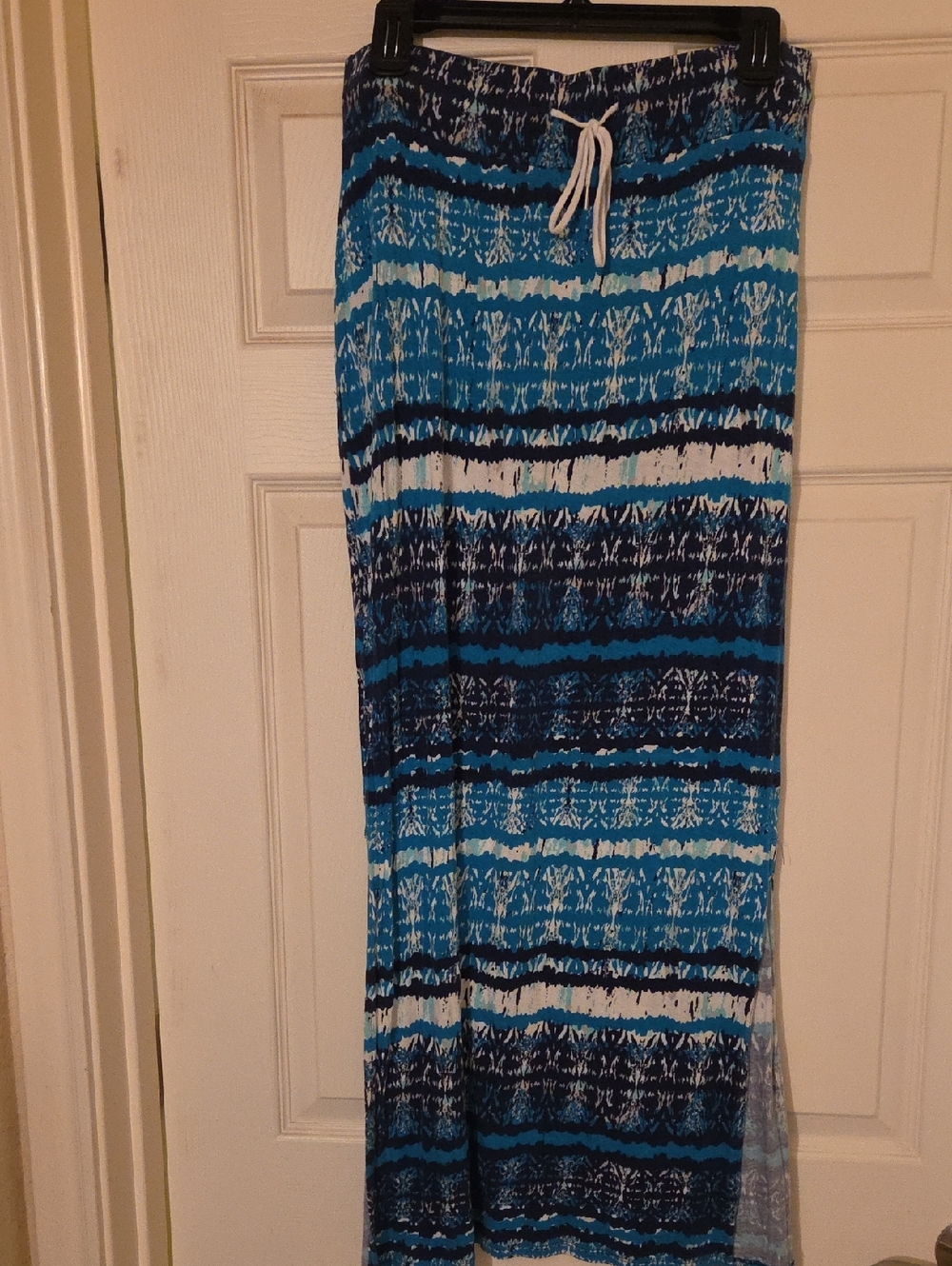 Blue Patterned Maxi Skirt